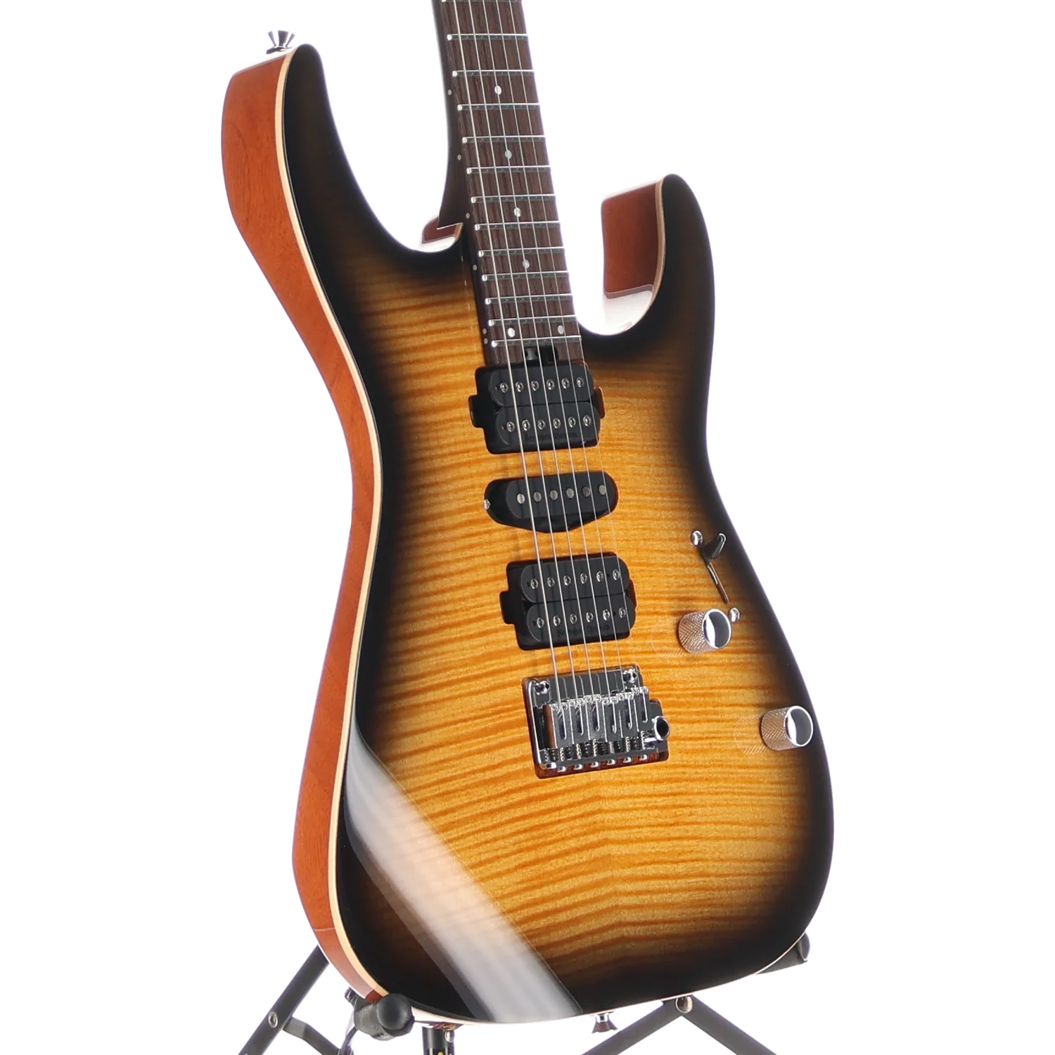 Charvel MJ DK24 HSH 2PT W Mahogany with Flame Maple, Wenge Fingerboard, Antique Burst (RP) (14887) - Image 3