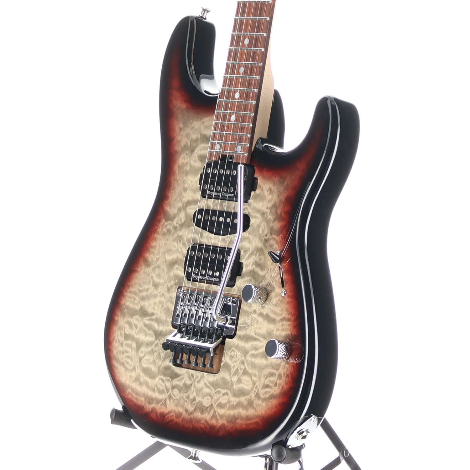 Charvel MJ San Dimas Style 1 HSH FR PF QM, Midnight Glow, Expert Setup (B3) (00021) - Image 4