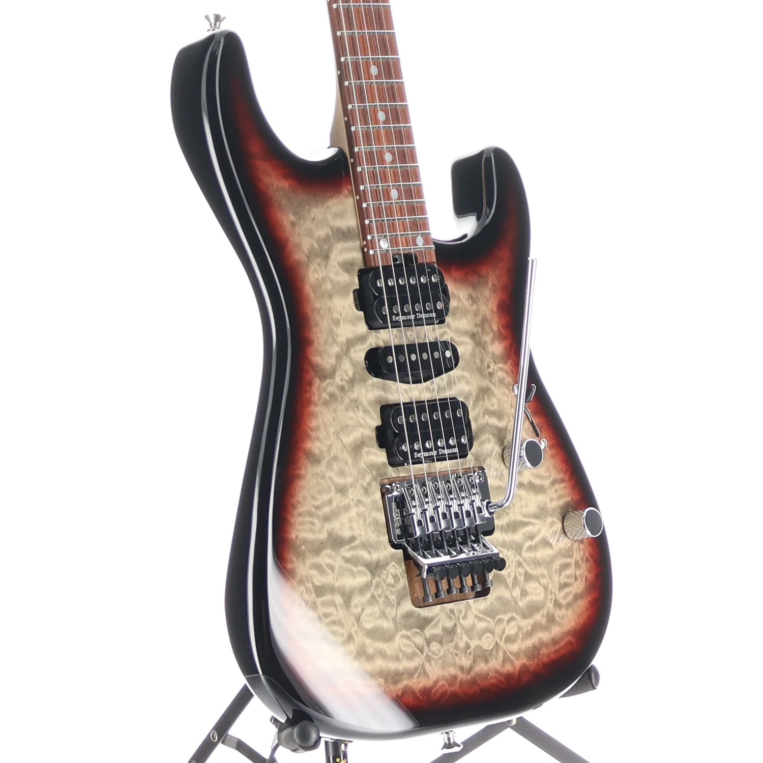 Charvel MJ San Dimas Style 1 HSH FR PF QM, Midnight Glow, Professional Setup (V4) (00015) - Image 3