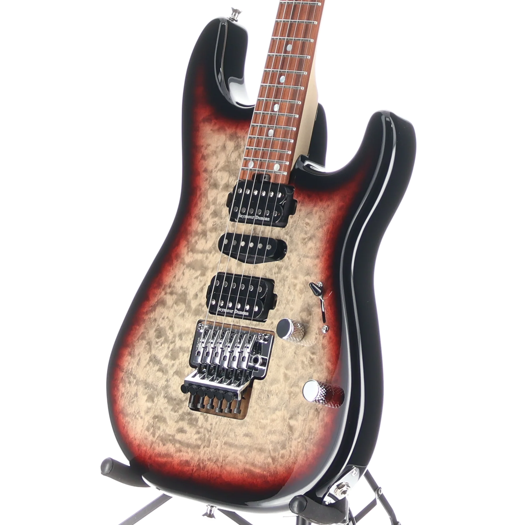 Charvel MJ San Dimas Style 1 HSH FR PF QM, Pau Ferro Fingerboard, Midnight Glow (RP) (34535) - Image 4