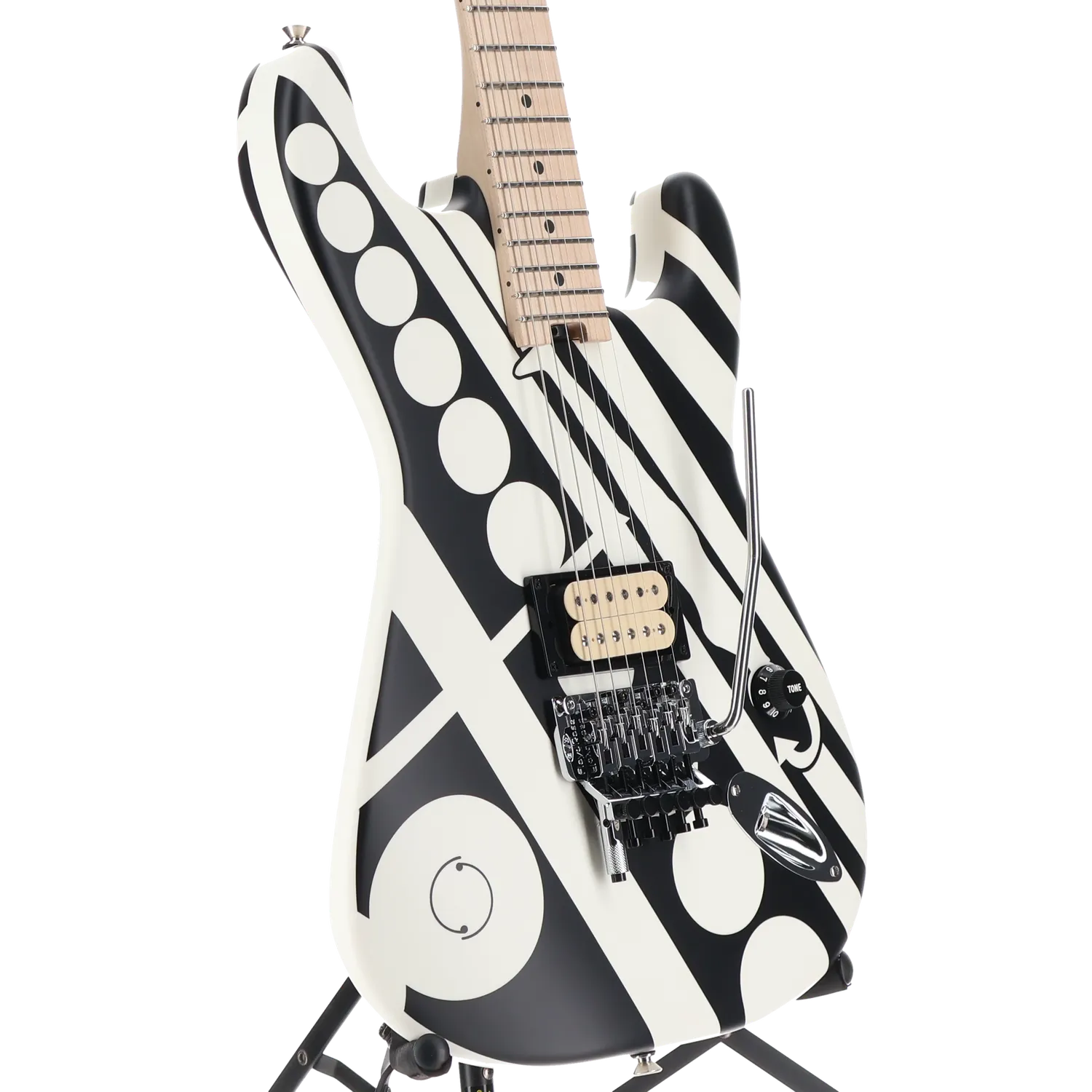 EVH Striped Series Circles, Maple Fingerboard, White and Black (S10) (00876) - Image 3