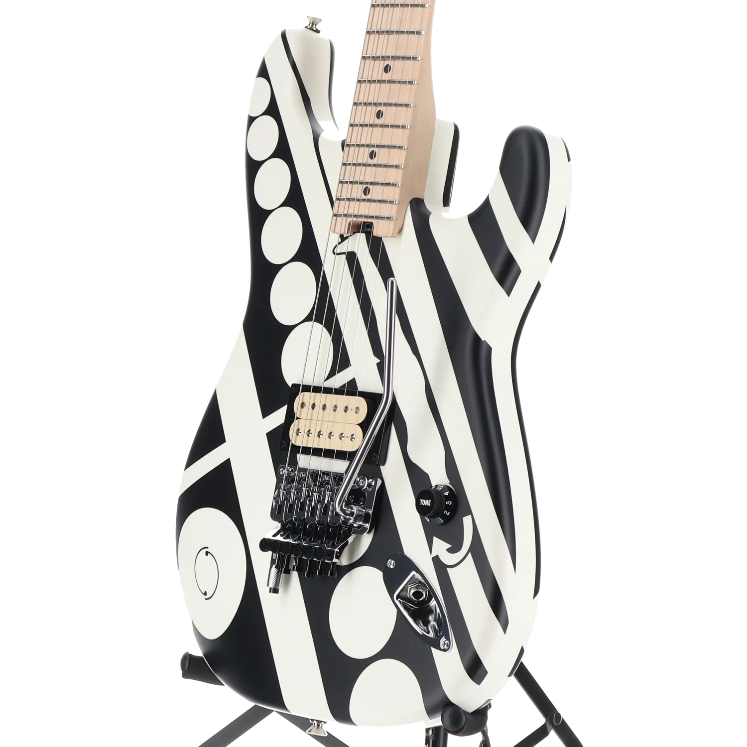 EVH Striped Series Circles, Maple Fingerboard, White and Black (S10) (00876) - Image 4