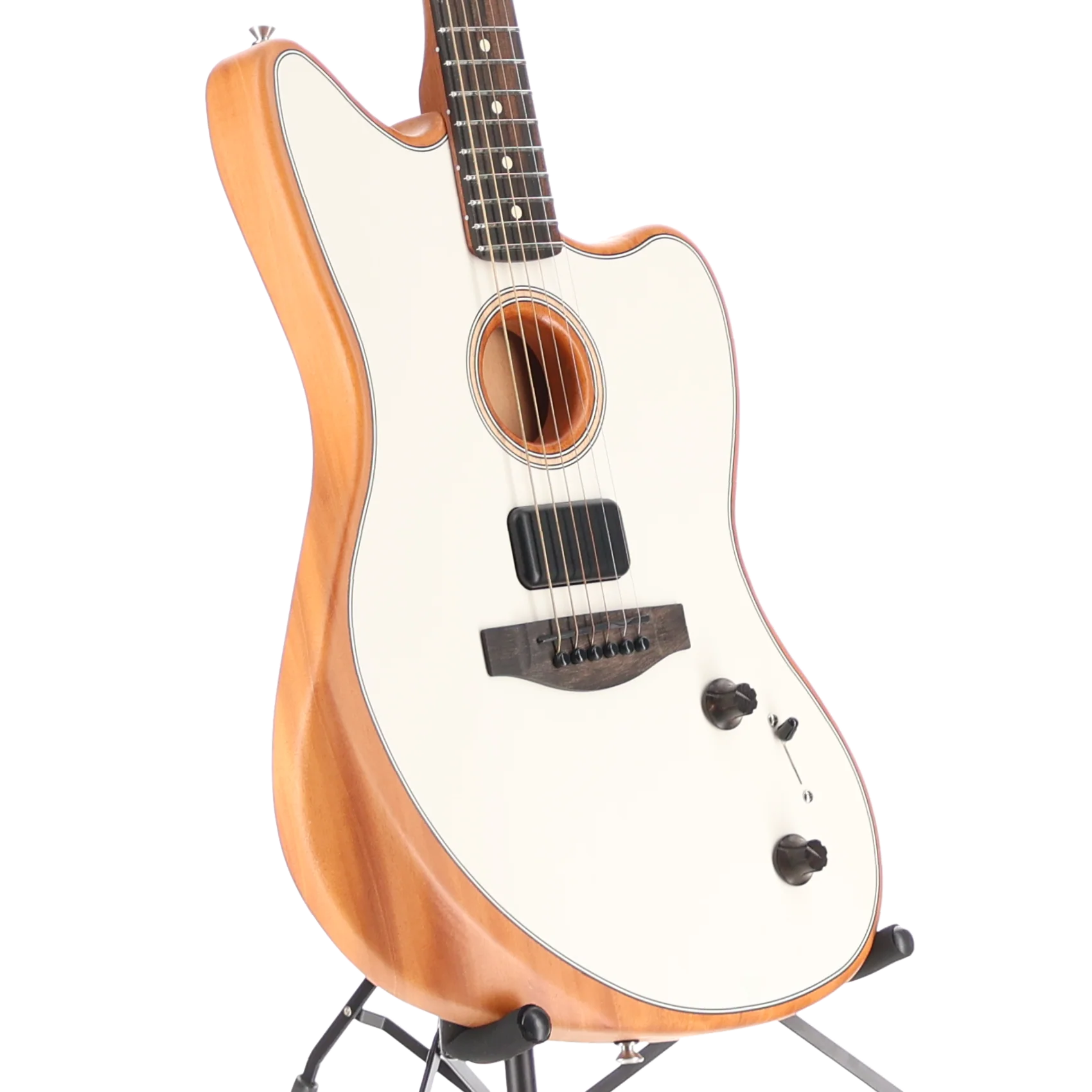 Fender American Acoustasonic Jazzmaster, Arctic White, Ebony Fingerboard (BB6) (2184A) - Image 3