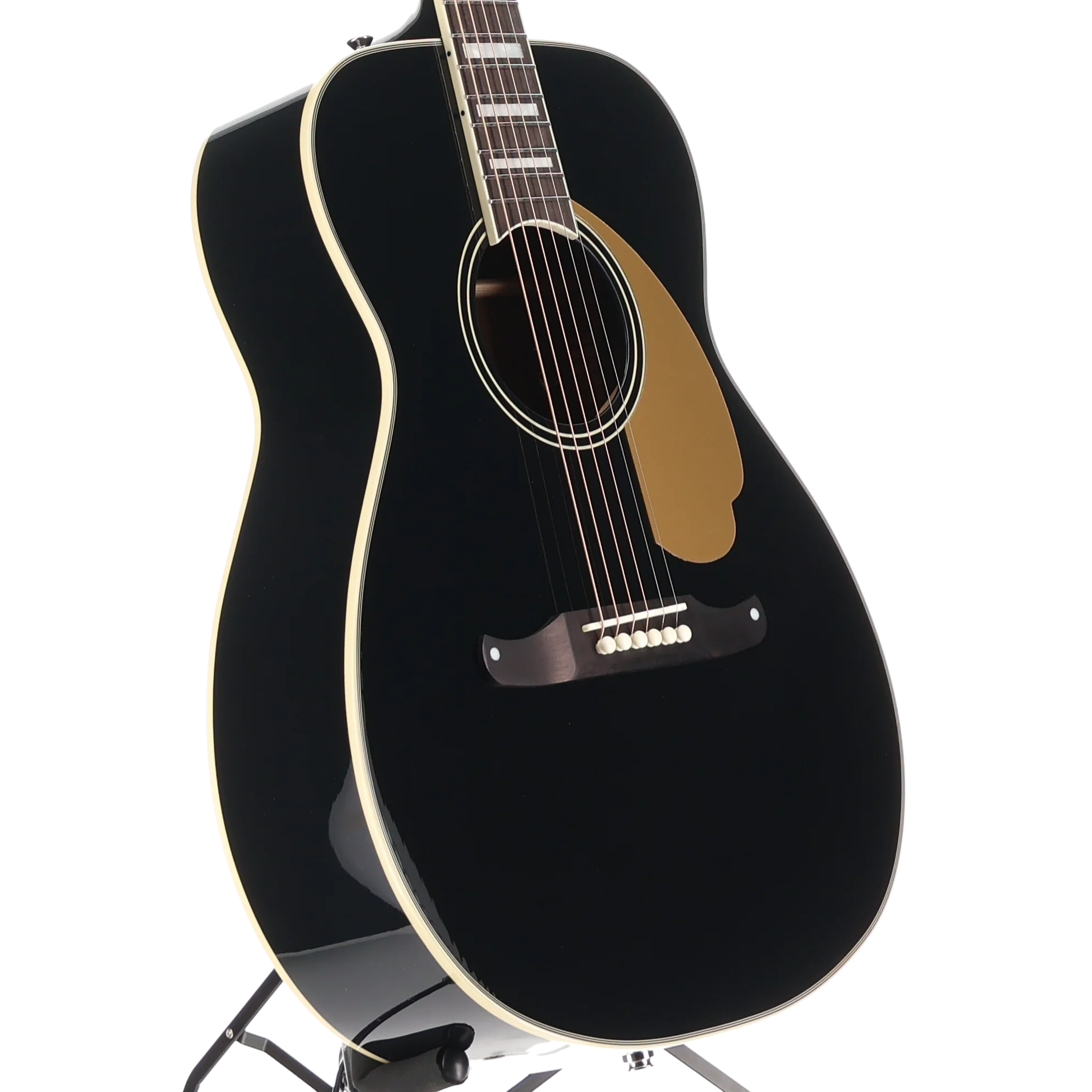 Fender California Vintage Malibu with Case, Gold Pickguard, Matching Headstock, Black (P11) (03622) - Image 3