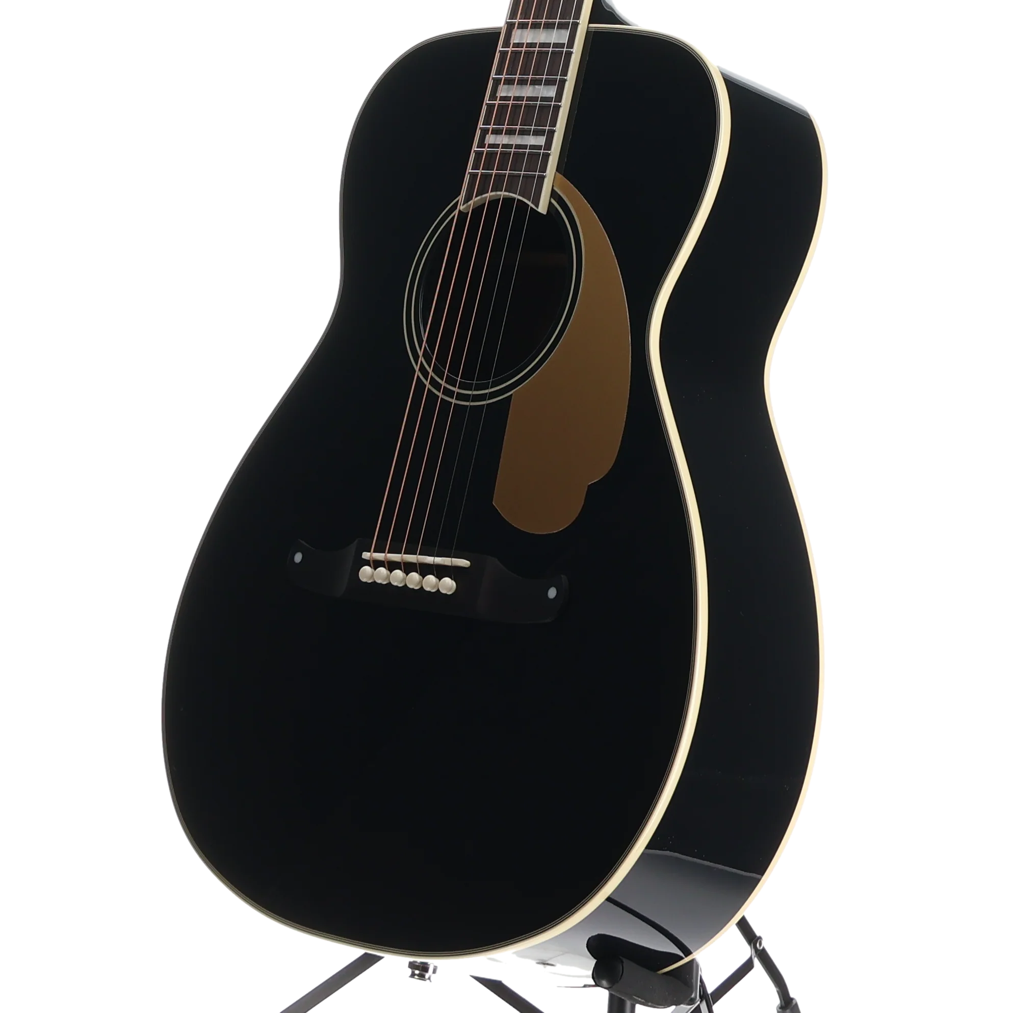 Fender California Vintage Malibu with Case, Gold Pickguard, Matching Headstock, Black (P11) (03622) - Image 4