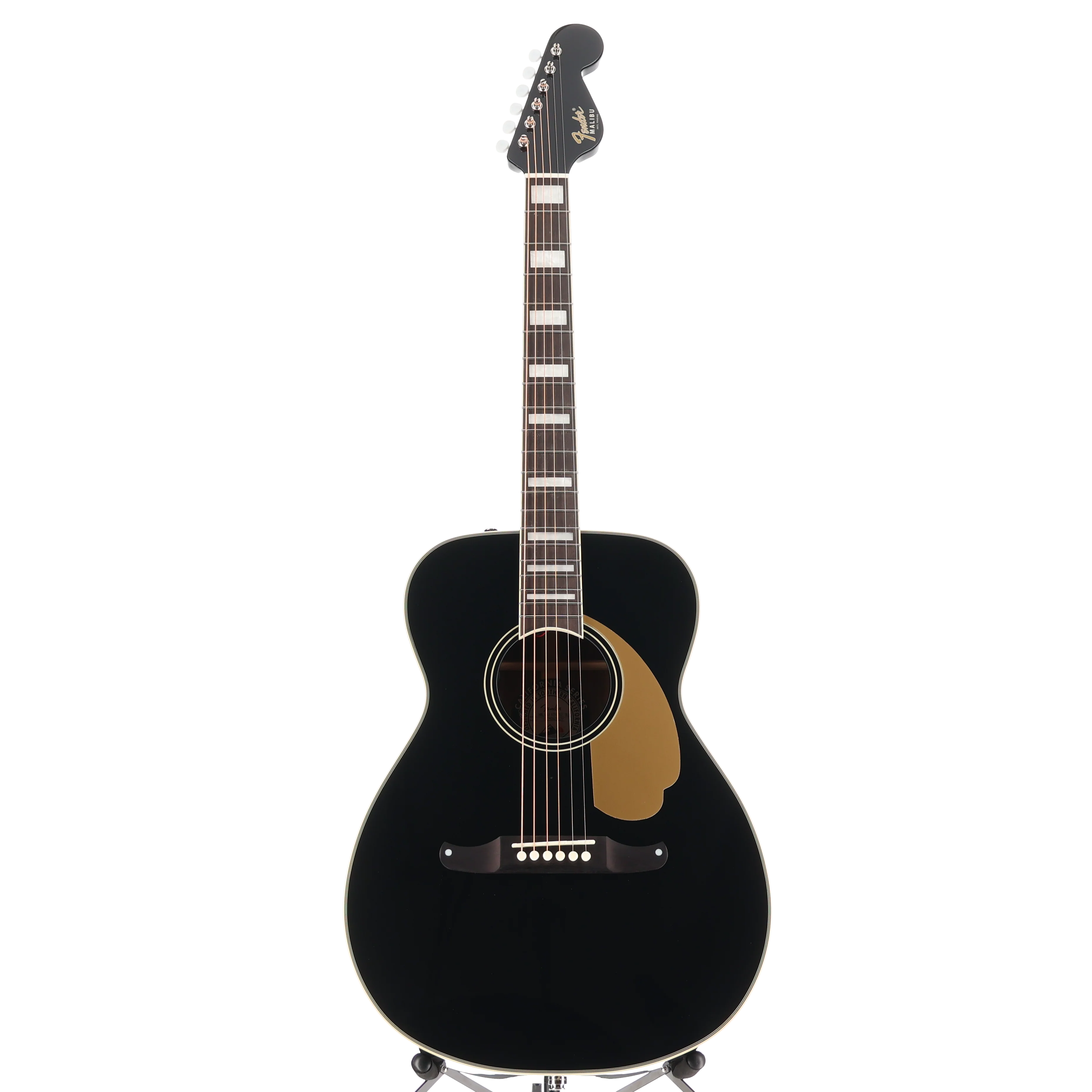 Fender California Vintage Malibu with Case, Gold Pickguard, Matching Headstock, Black (P11) (03622) - Image 5