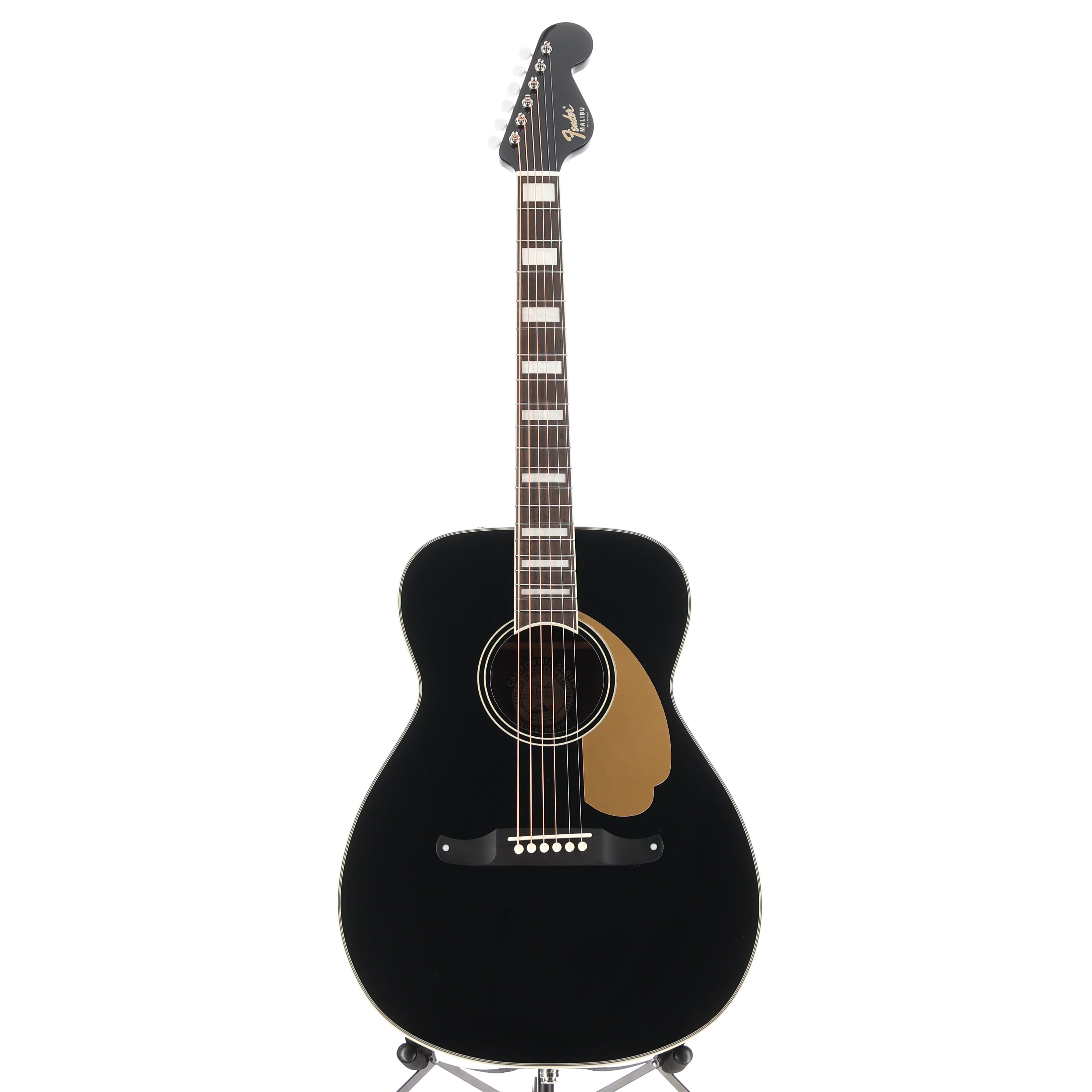 Fender California Vintage Malibu with Case, Gold Pickguard, Matching Headstock, Black (RC1) (03825) - Image 5
