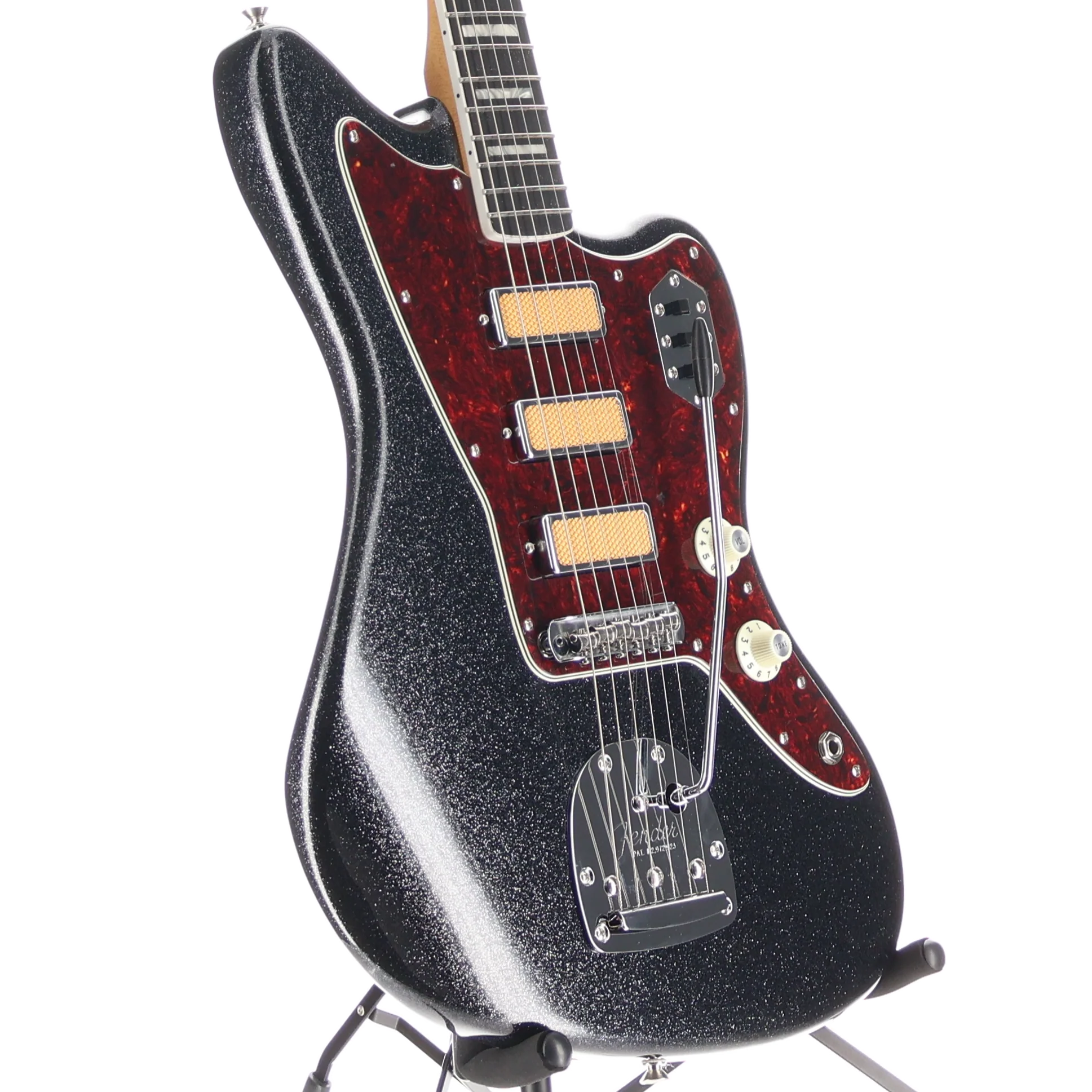 Fender Limited Edition Gold Foil Jazzmaster, Ebony Fingerboard, Black Sparkle (A3) (57626) - Image 3