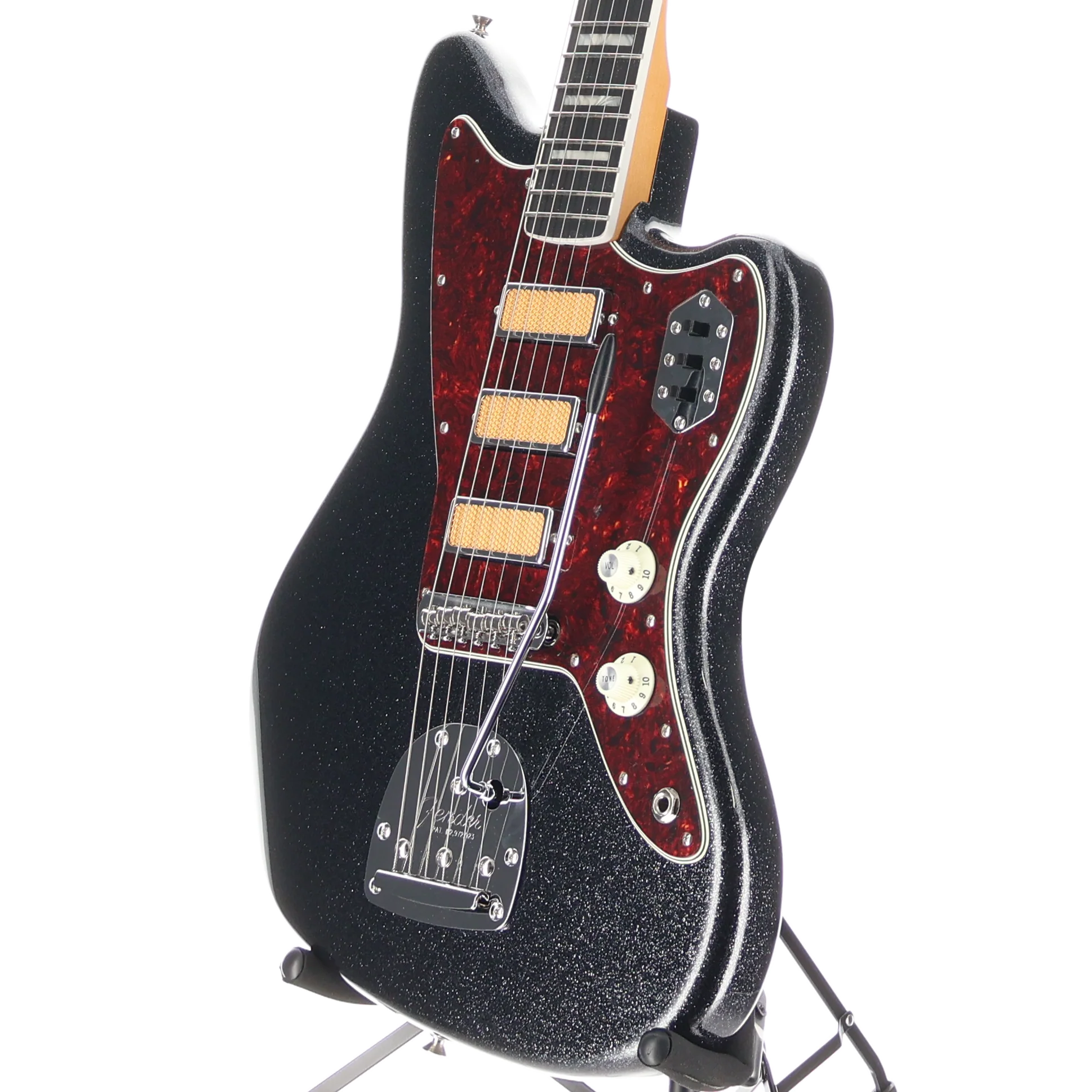 Fender Limited Edition Gold Foil Jazzmaster, Ebony Fingerboard, Black Sparkle (A3) (57626) - Image 4