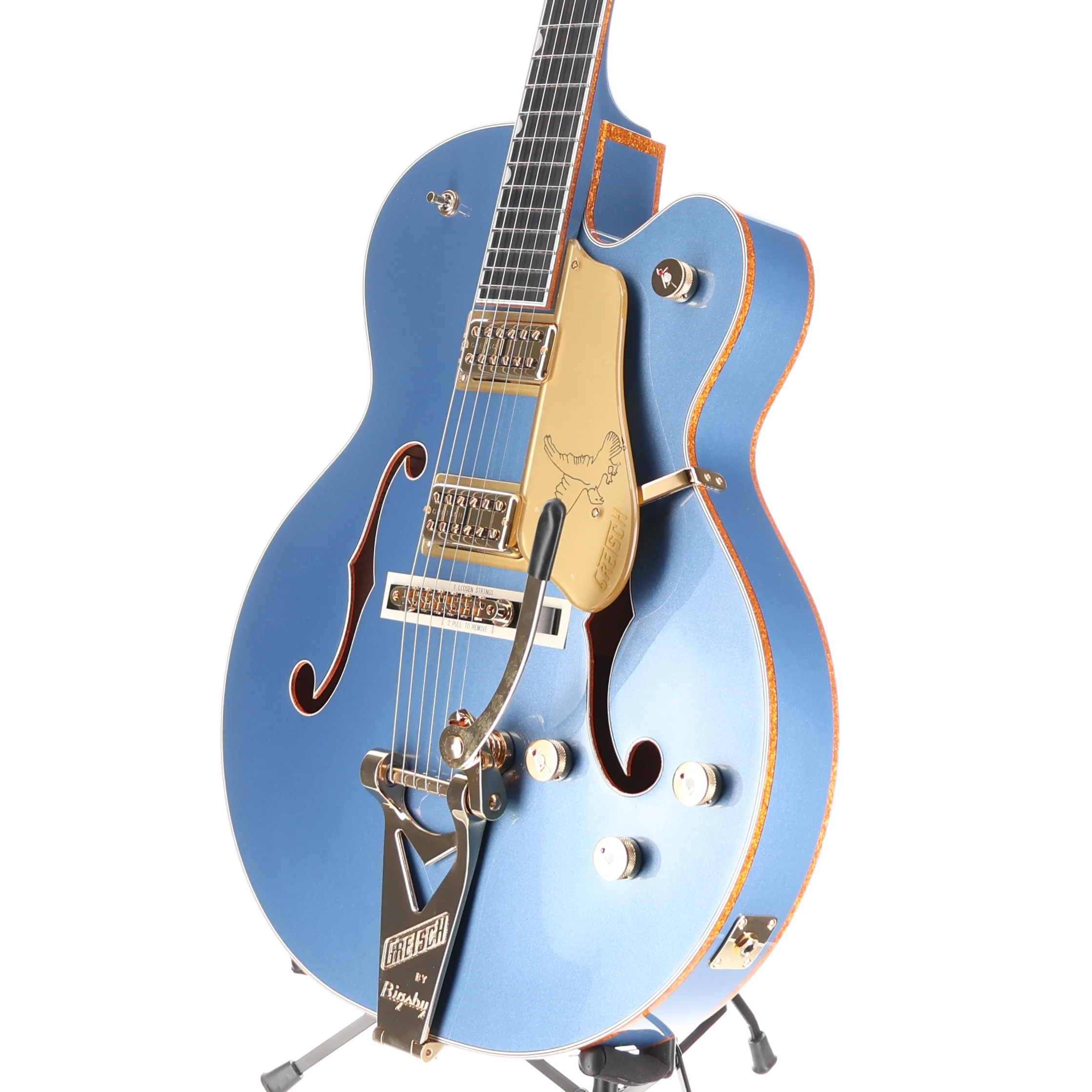 Gretsch Falcon Hollow Body with String-Thru Bigsby and Gold Hardware, Ebony Fingerboard, Cerulean Smoke (N3) (72117) - Image 4