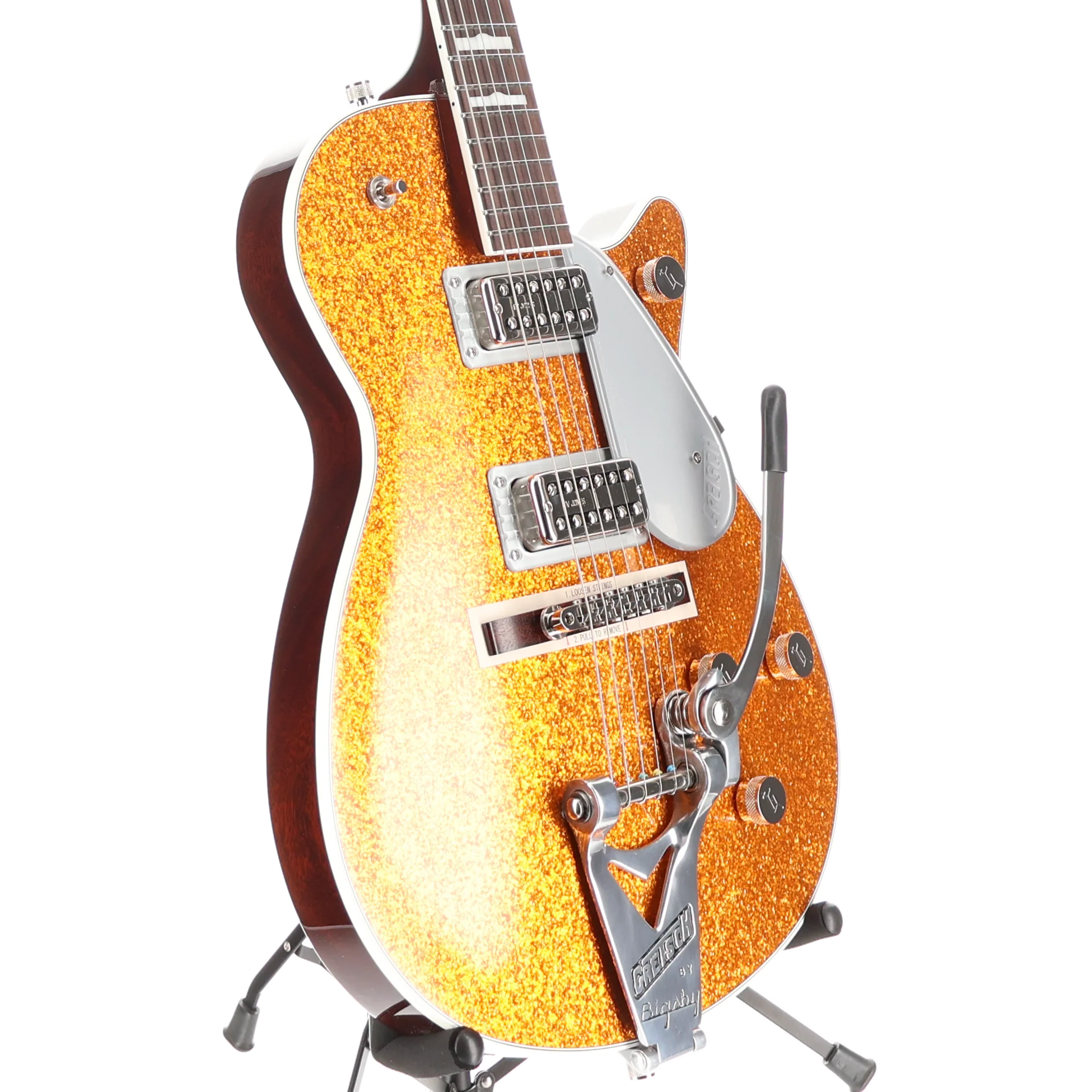 Gretsch G6129T-89 Vintage Select '89 Sparkle Jet with Bigsby, Gold Sparkle, Pro Setup (H1) (92904) - Image 3
