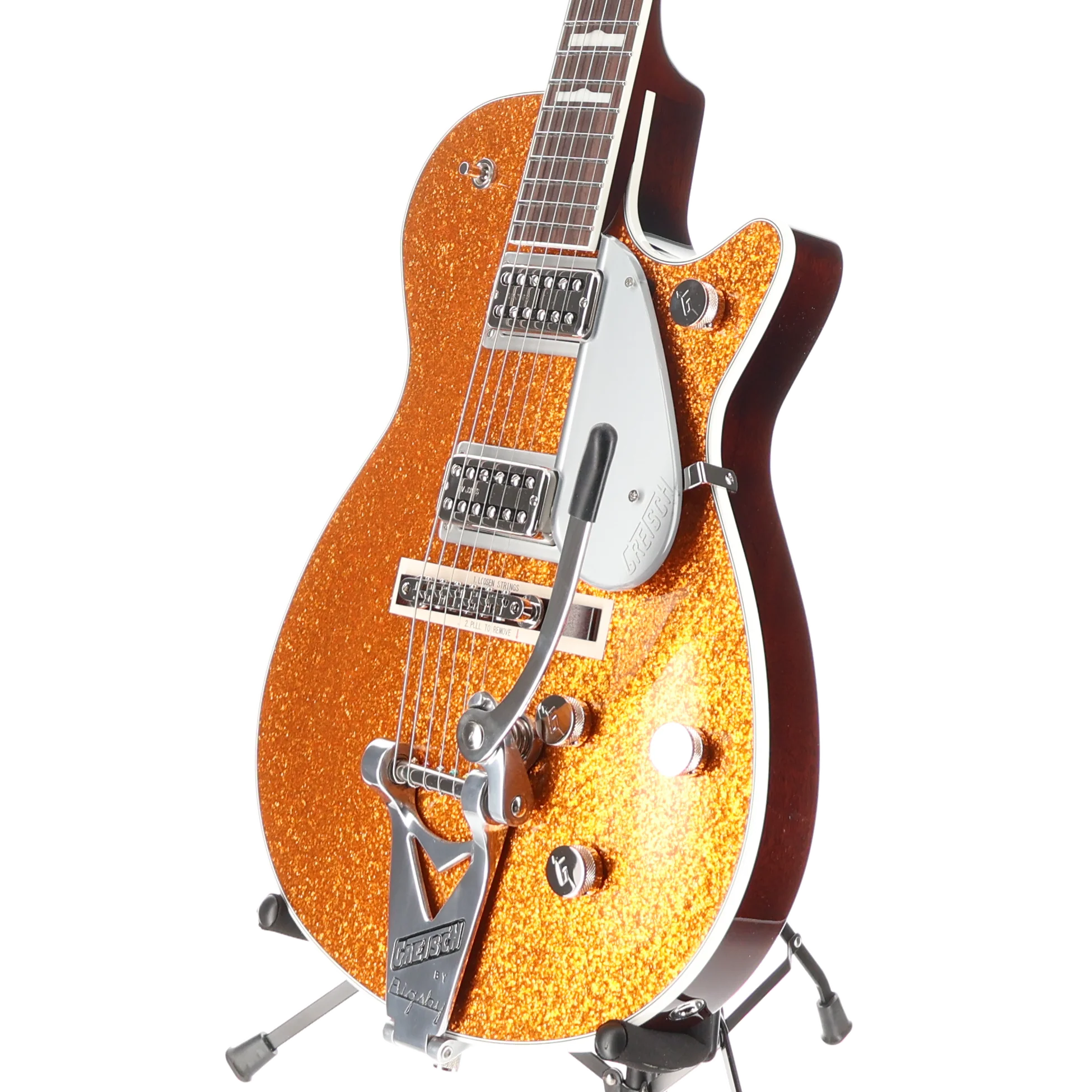 Gretsch G6129T-89 Vintage Select '89 Sparkle Jet with Bigsby, Gold Sparkle, Pro Setup (H1) (92904) - Image 4