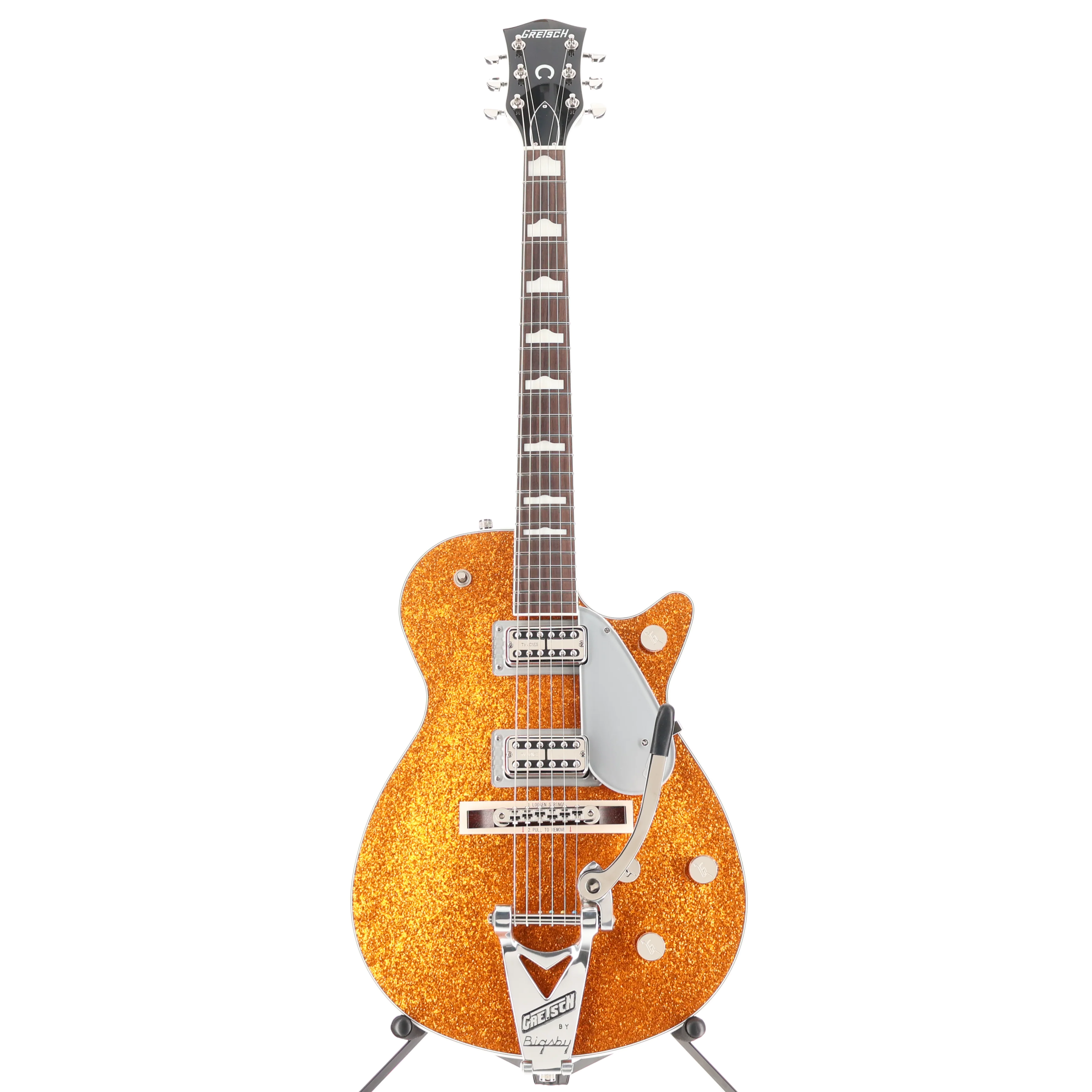 Gretsch G6129T-89 Vintage Select '89 Sparkle Jet with Bigsby, Gold Sparkle, Pro Setup (H1) (92904) - Image 5