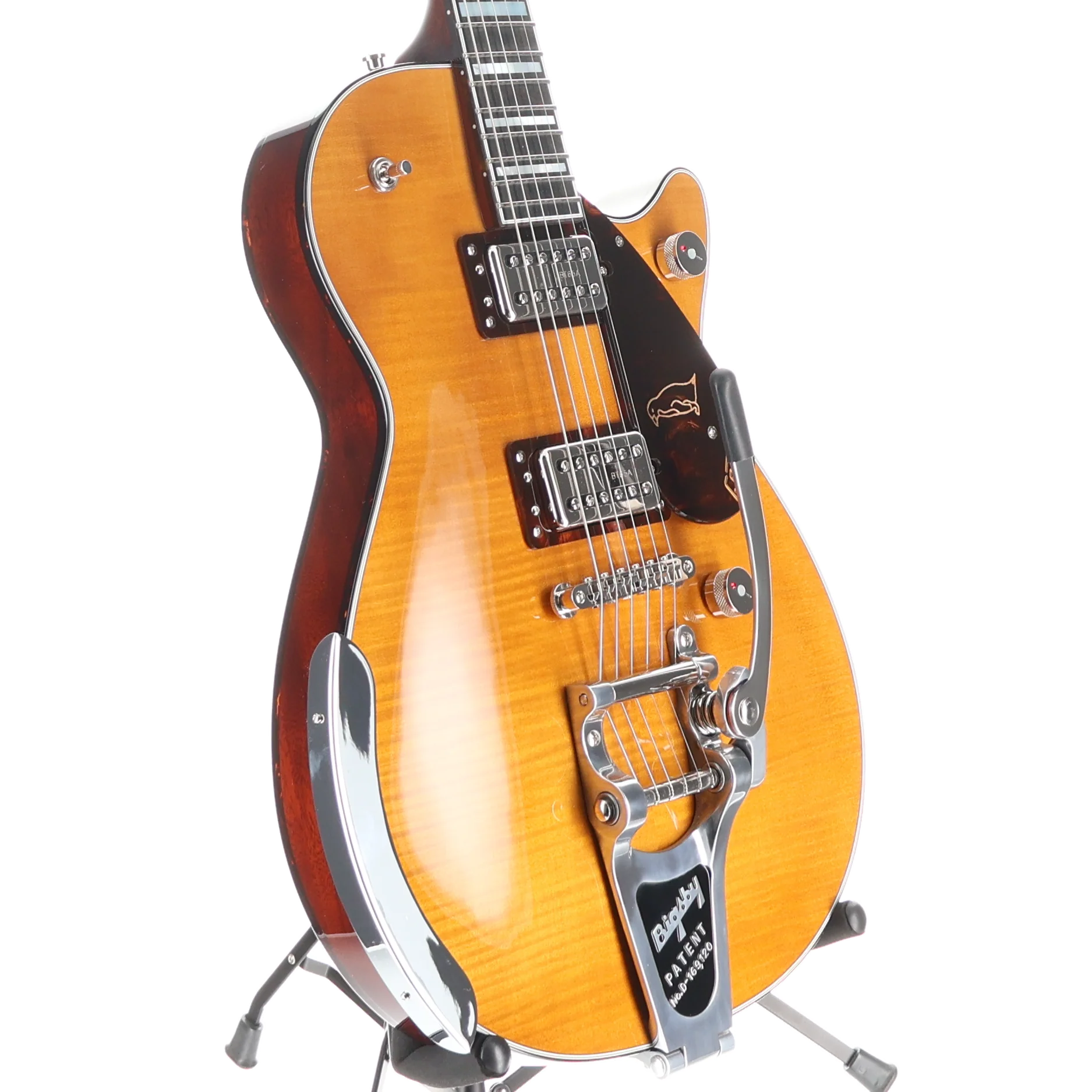 Gretsch G6134TFM-NH Nigel Hendroff Signature Penguin, Amber Flame, Professional Setup (RC2) (41092) - Image 3