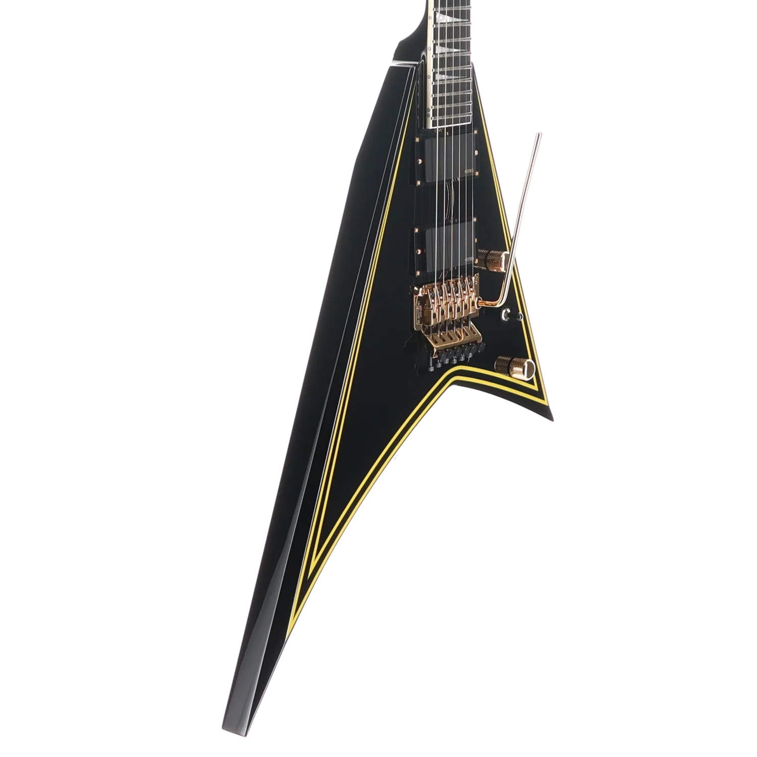 Jackson MJ Series Rhoads RR24MG, Ebony Fingerboard, Black with Yellow Pinstripes (RP) (01898) - Image 3