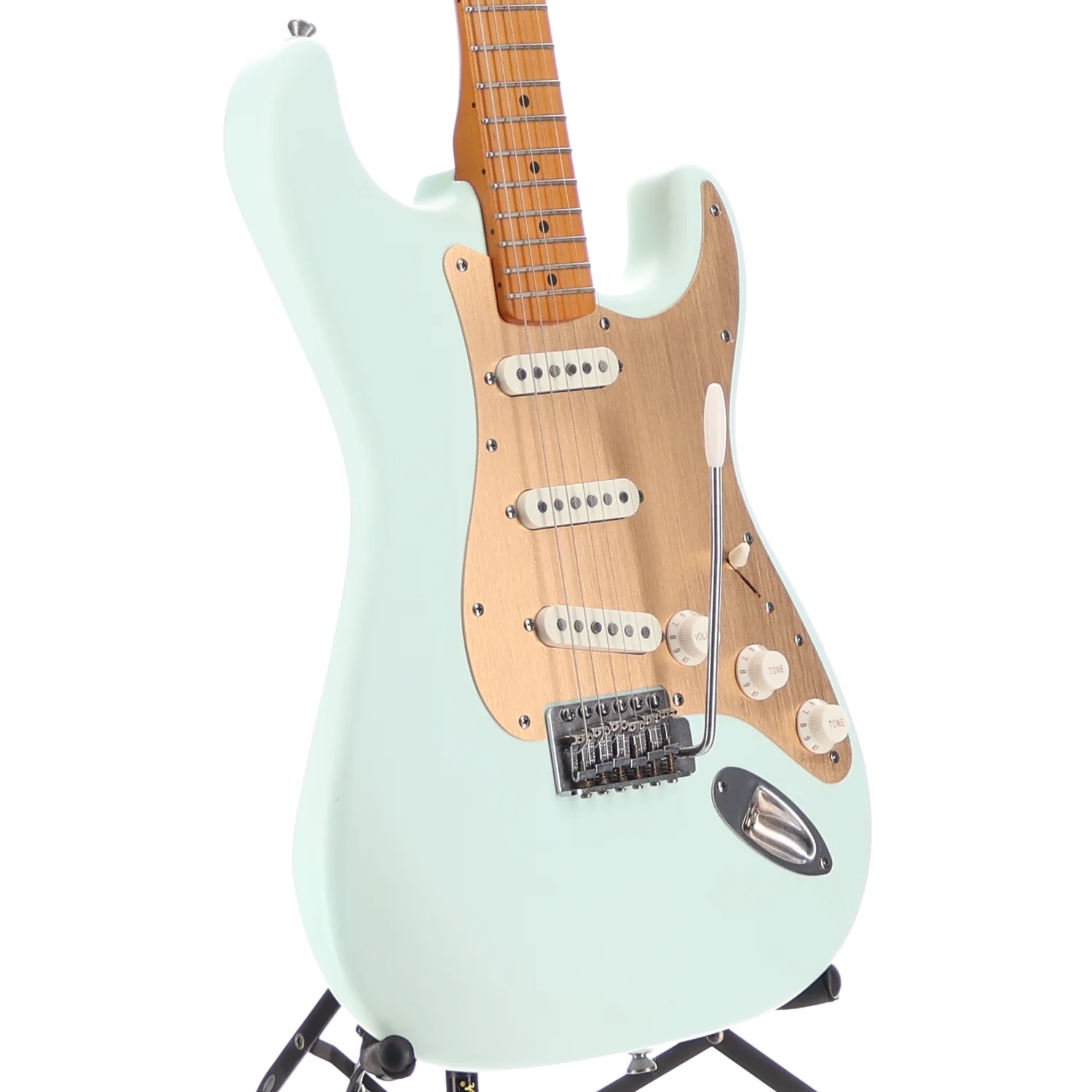 Squier 40th Anniversary Stratocaster, Vintage Edition, Maple Fingerboard, Gold Anodized Pickguard, Satin Sonic Blue (SR) (06328) - Image 3