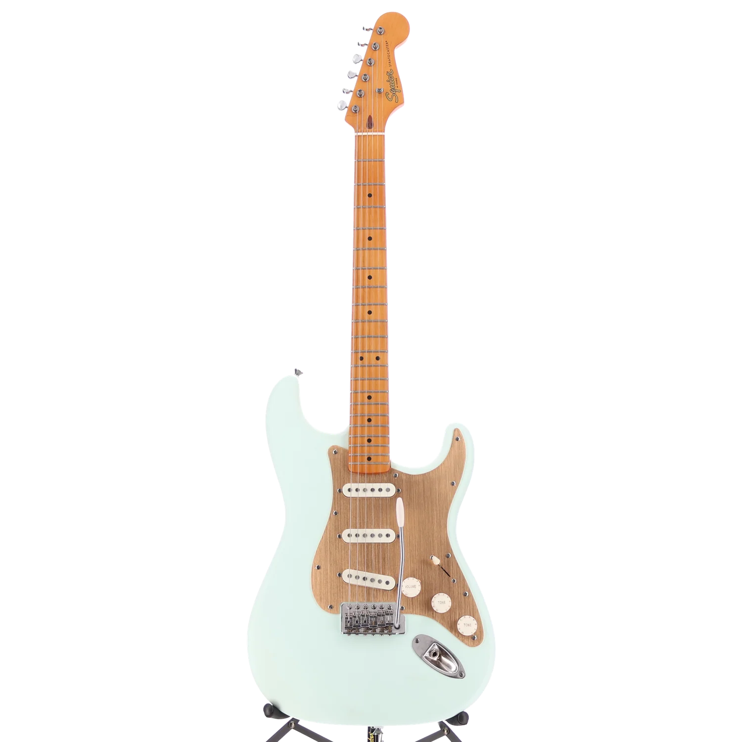 Squier 40th Anniversary Stratocaster, Vintage Edition, Maple Fingerboard, Gold Anodized Pickguard, Satin Sonic Blue (SR) (06328) - Image 5
