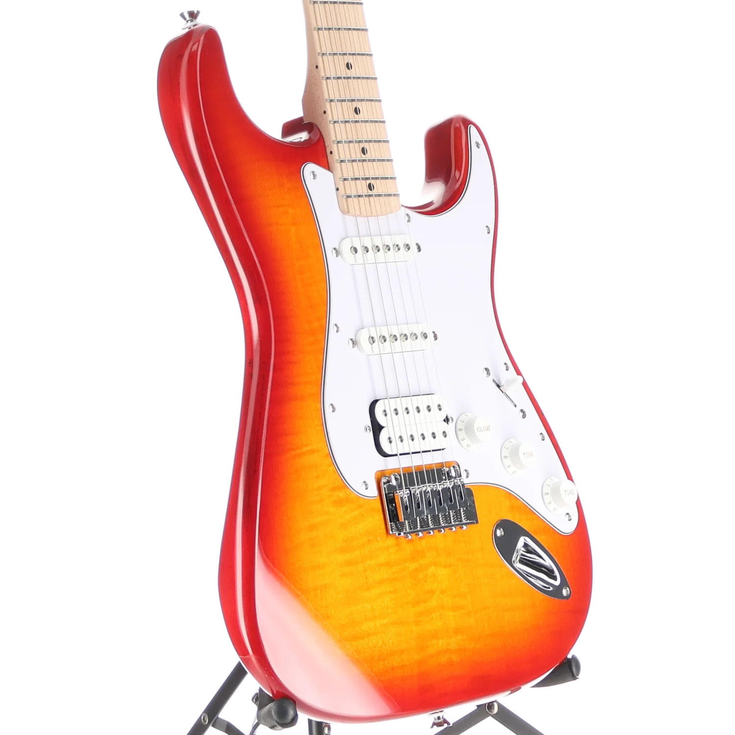 Squier Affinity Series Stratocaster FMT HSS, Maple Fingerboard, White Pickguard, Sienna Sunburst (RP) (52547) - Image 3
