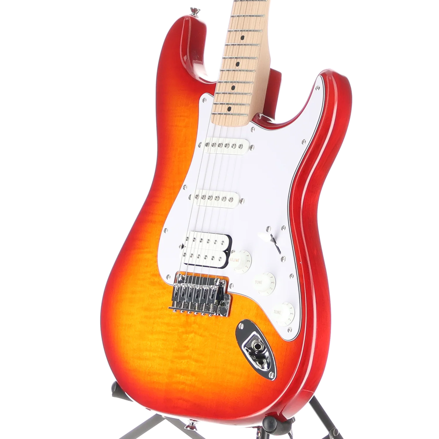 Squier Affinity Series Stratocaster FMT HSS, Maple Fingerboard, White Pickguard, Sienna Sunburst (RP) (52547) - Image 4