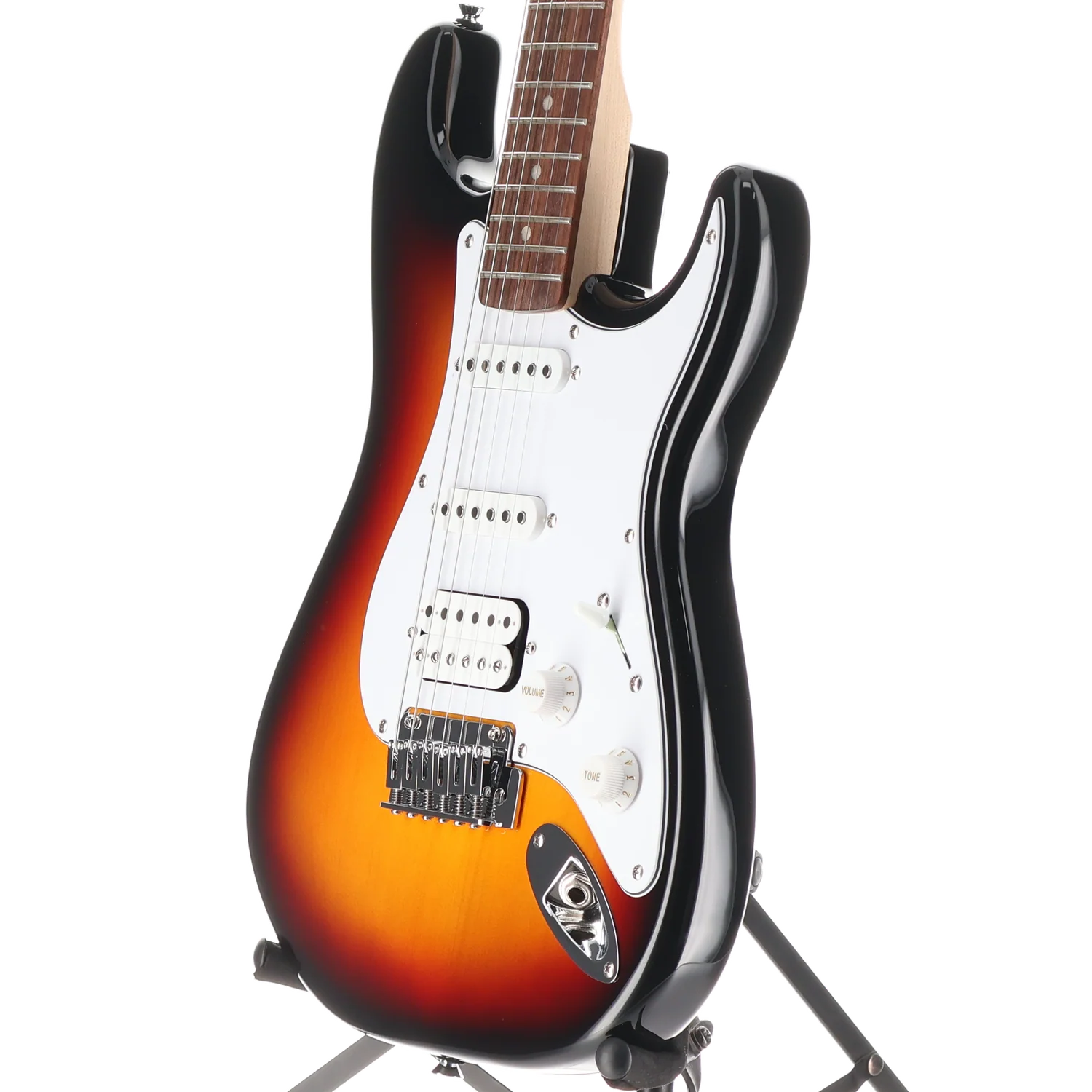 Squier Affinity Series Stratocaster Junior HSS, Laurel Fingerboard, White Pickguard, 3-Color Sunburst (RP) (80500) - Image 4