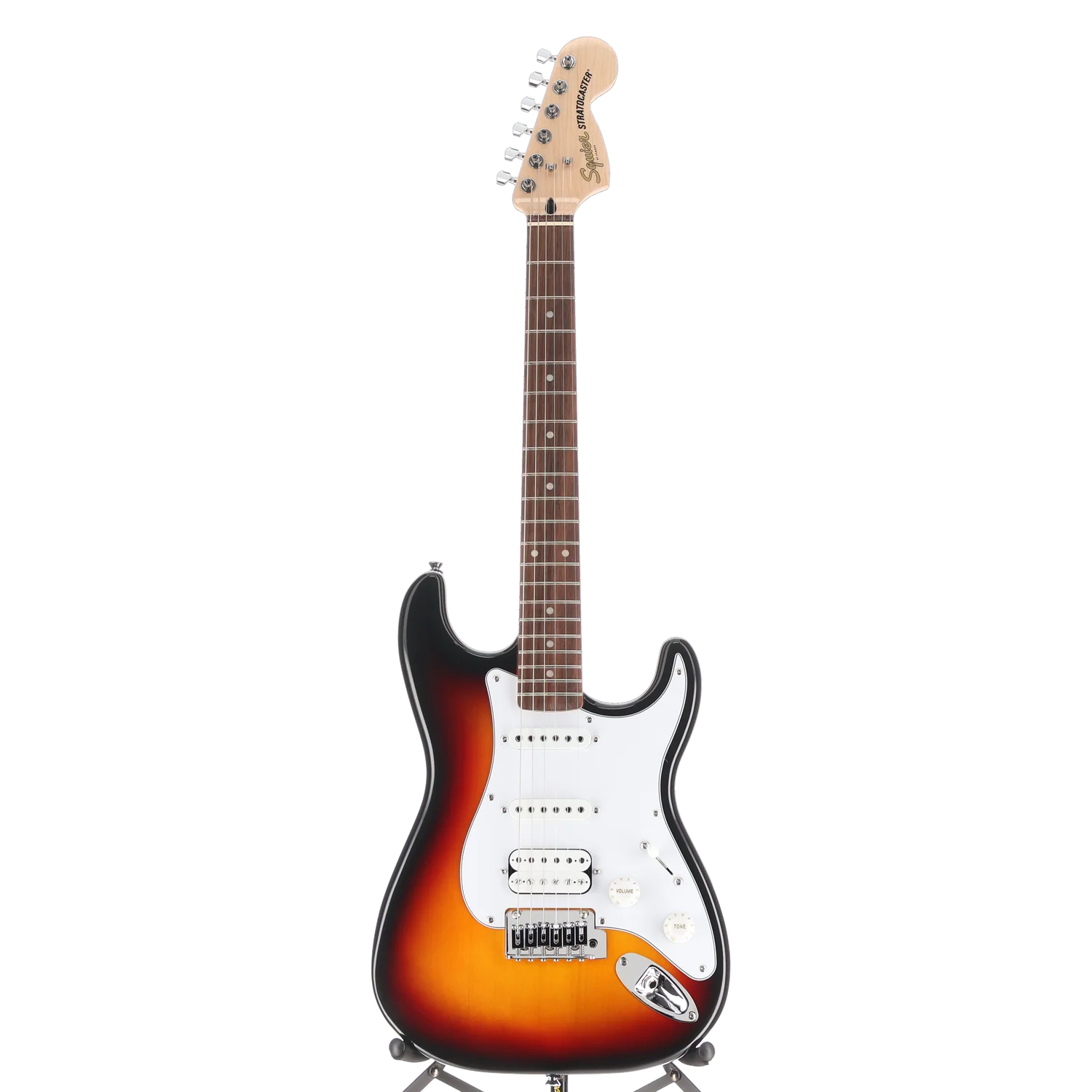 Squier Affinity Series Stratocaster Junior HSS, Laurel Fingerboard, White Pickguard, 3-Color Sunburst (RP) (80500) - Image 5