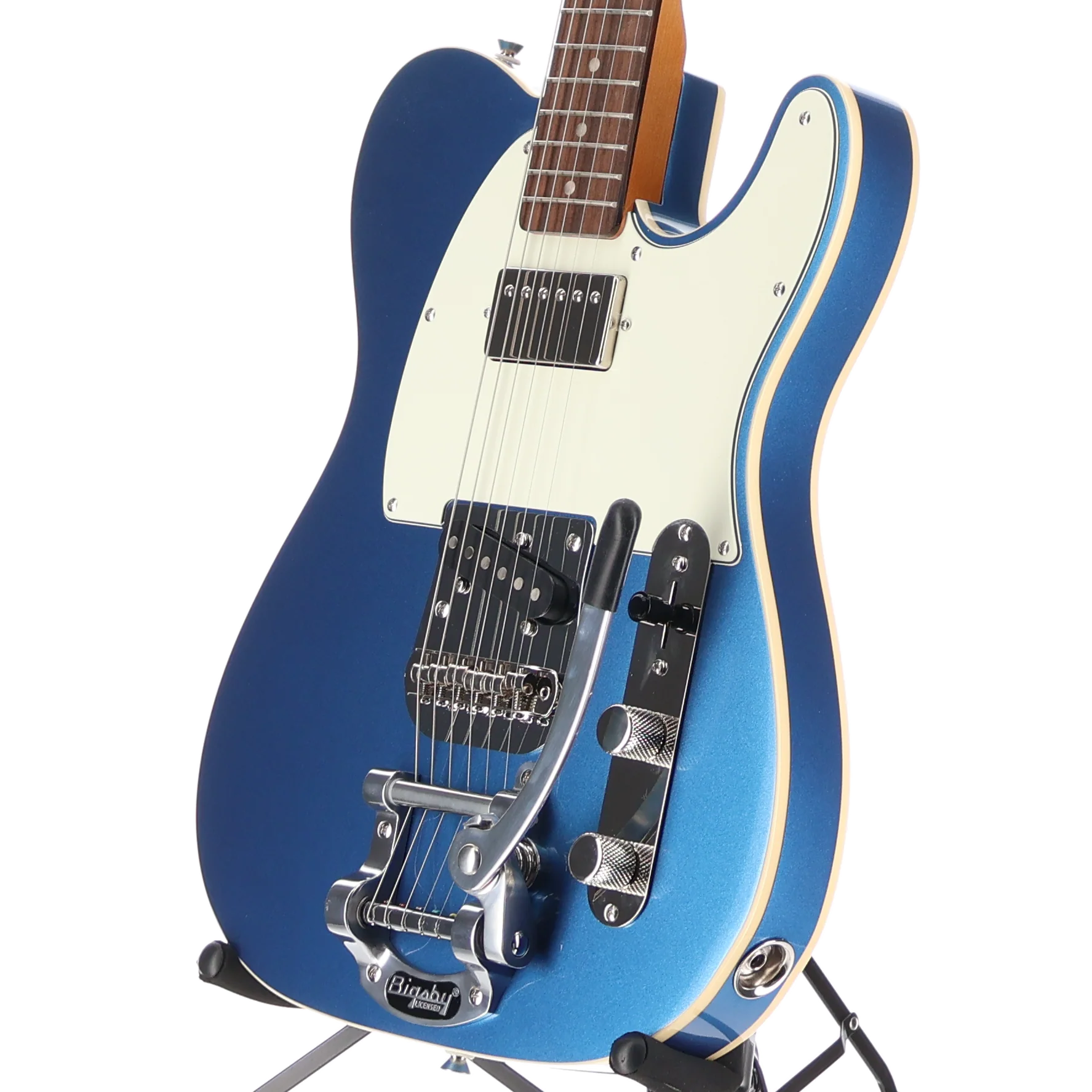 Squier Classic Vibe Custom Telecaster SH with Bigsby, Parchment Pickguard, Lake Placid Blue (SR) (09060) - Image 4